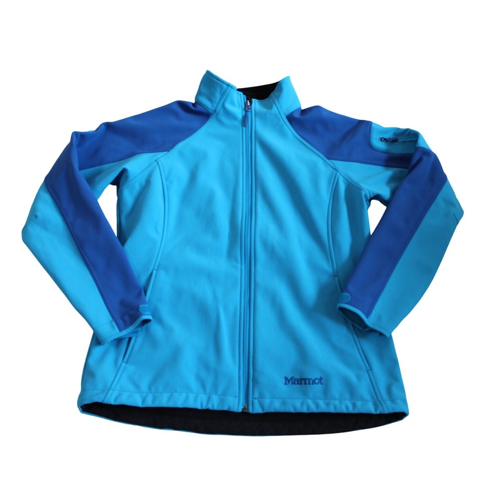 Marmot Womens L Blue Softshell Jacket Bear Naked DriClime Full Zip Fleece‎ Lined